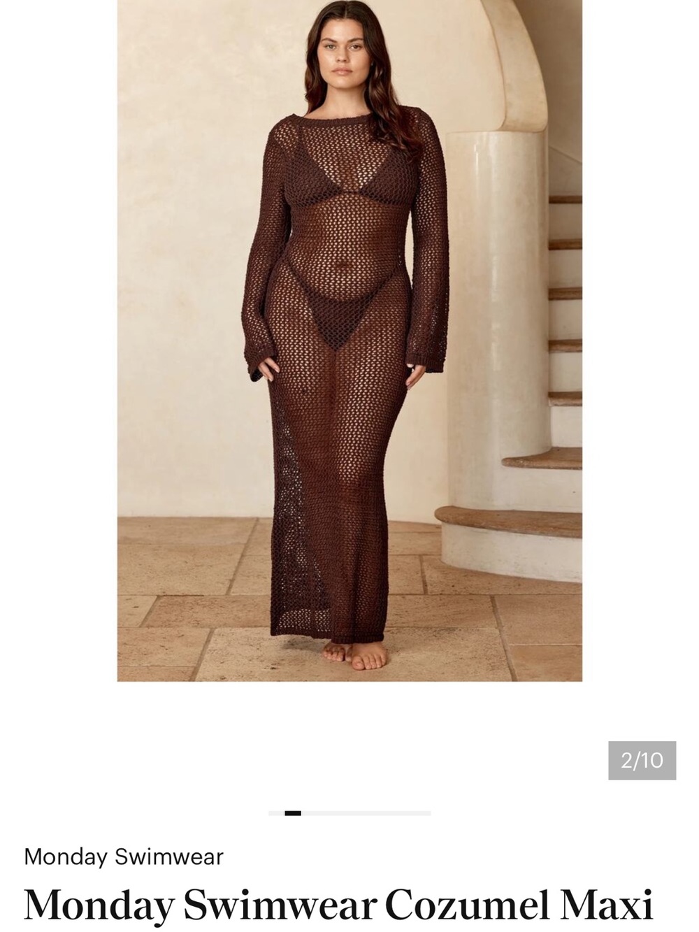 Monday Swimwear Cozumel Maxi Crochet Cover-Up Dress - Brown